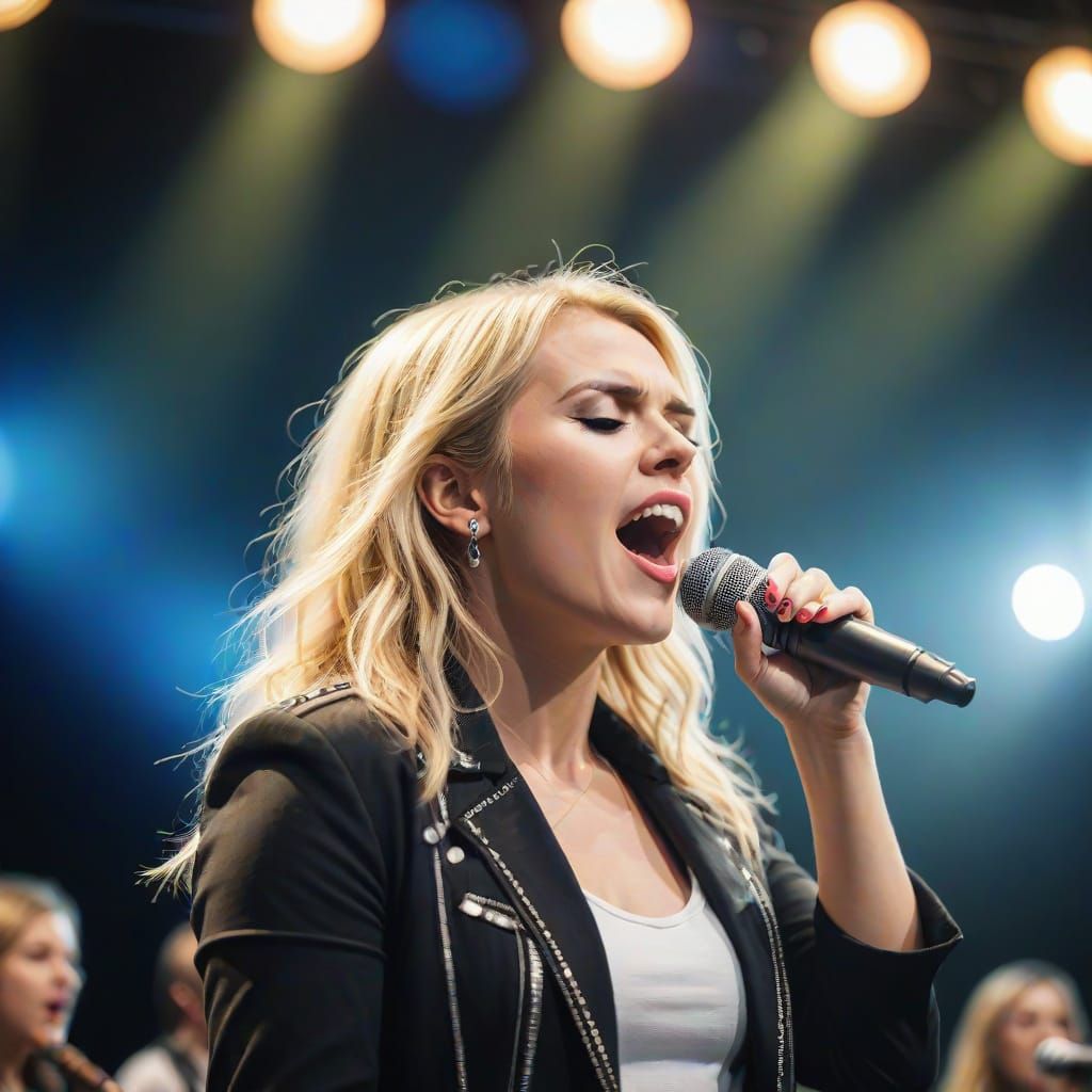 Blond Rock Singer in Concert Spotlight