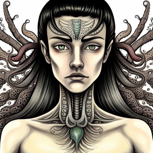 Cthulhu Portrait in Giger and Ito Style