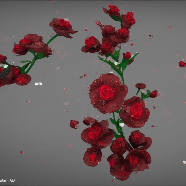 Metallic Red Rose with Robotic Bees
