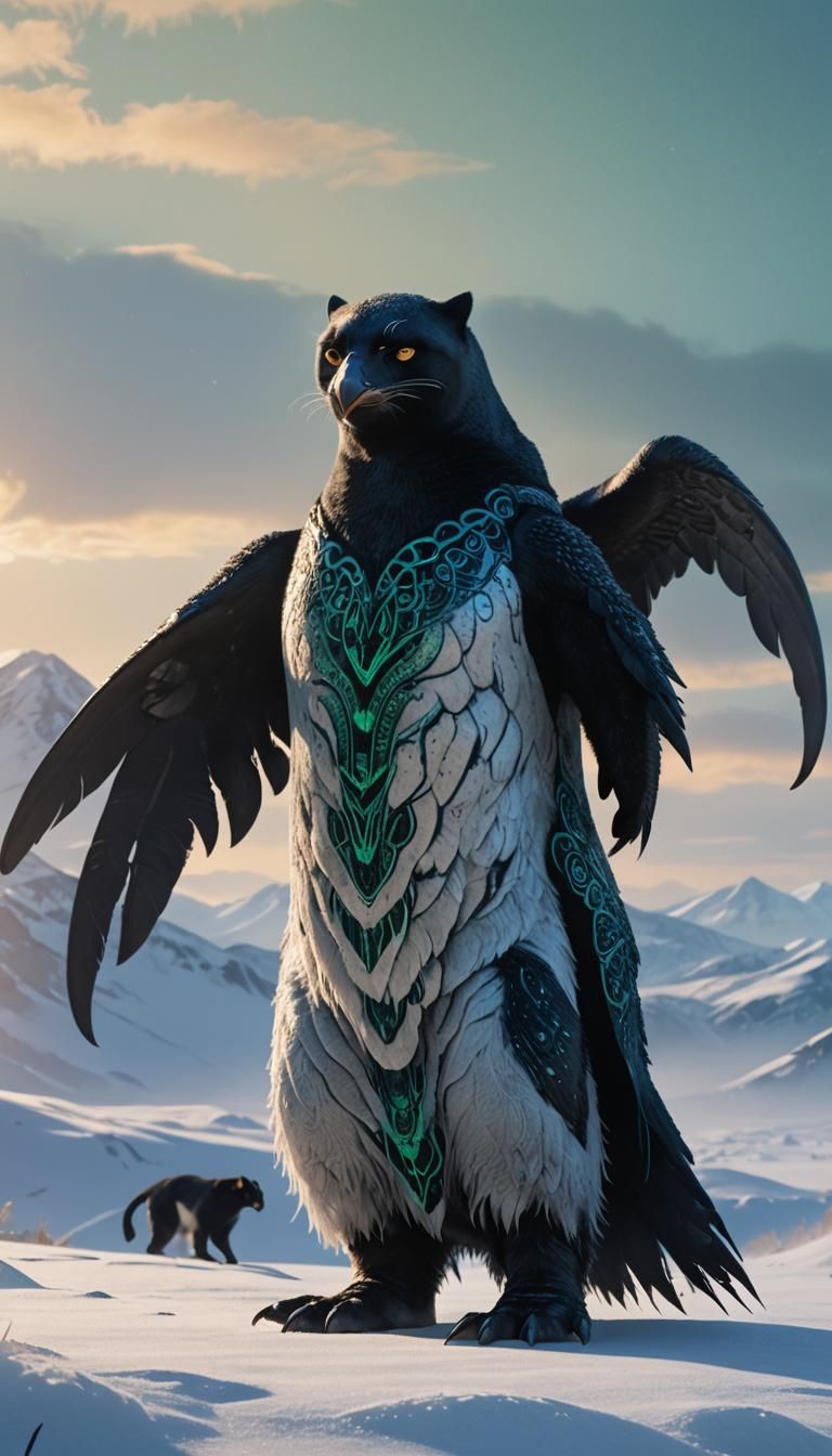 Penguin-Panther Hybrid in Snowy Tundra, Unreal Engine 5