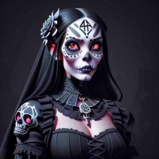 Sugar Skull Pitbull in Dia de los Muertos Style