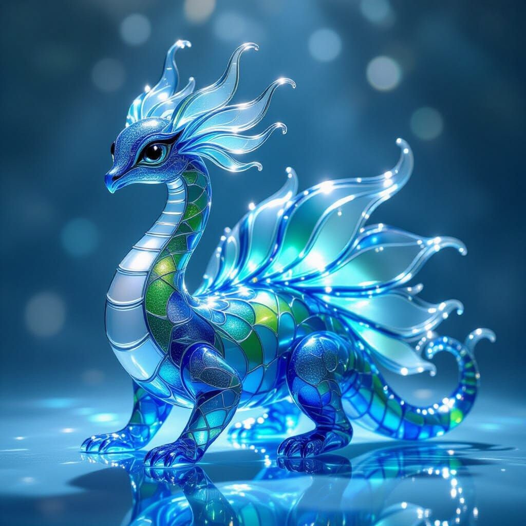 Ocean Glass Creature with Bioluminescent Glow