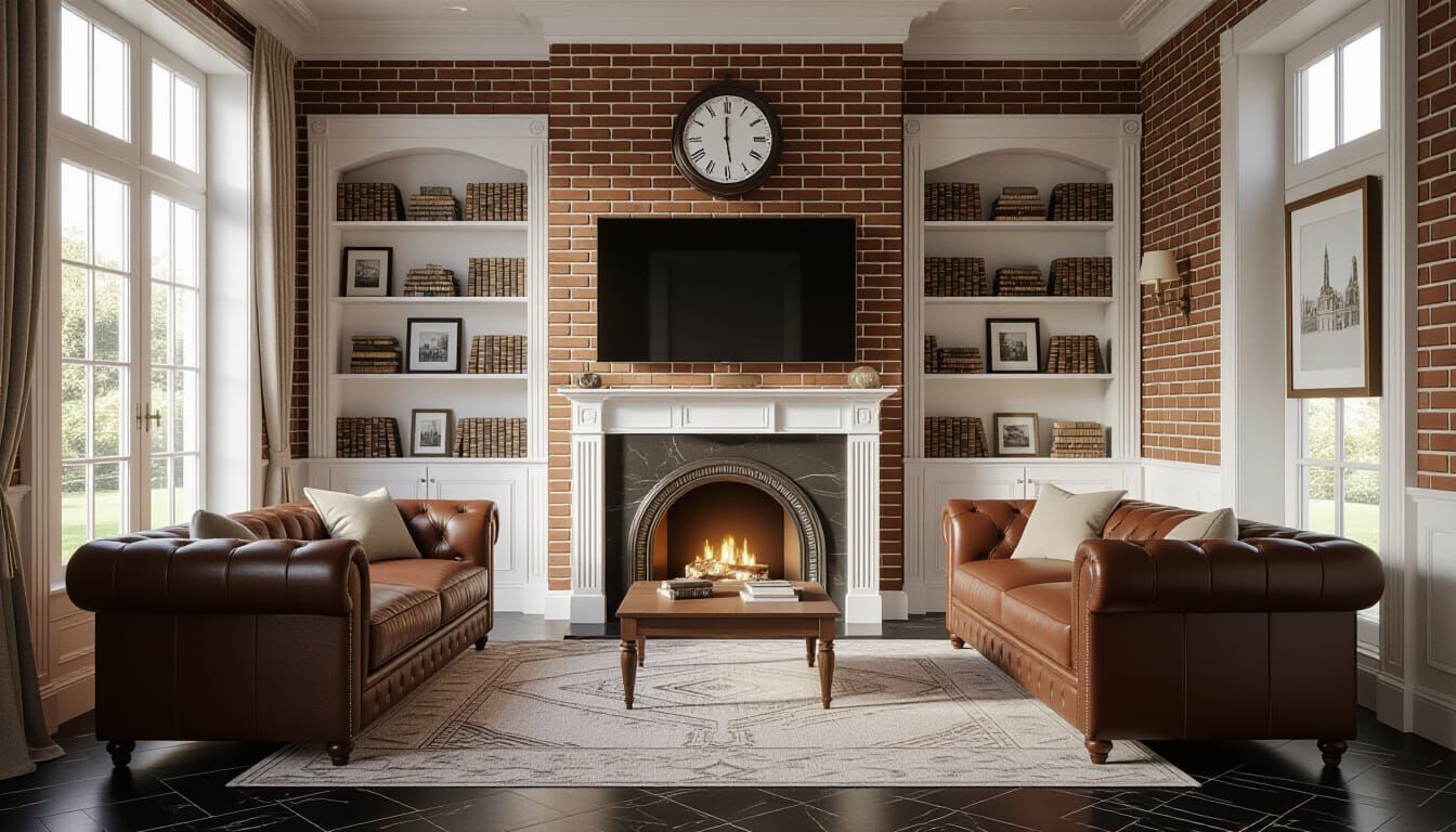 Charming Victorian Living Room with Fireplace and Sunlight