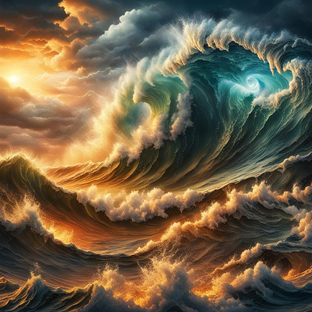 Epic Stormy Seascape with Mythical Sea Creatures