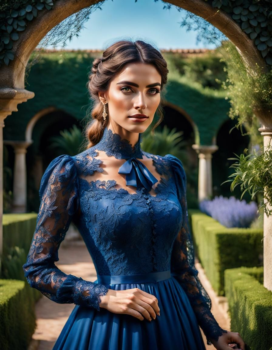 Victorian Woman in Lace Dress Portrait