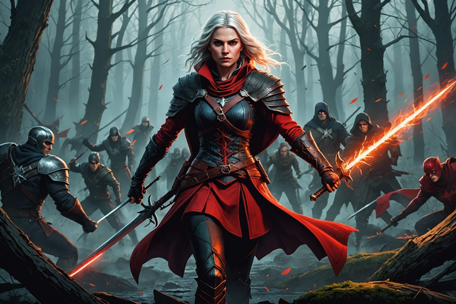 Scarlet Witcher Leads Superhero Quest in Enchanted Forest