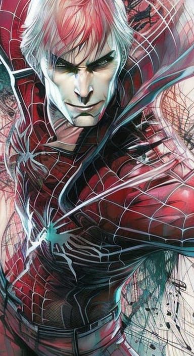 Cyberpunk Spiderman Portrait in Josan Gonzalez Style