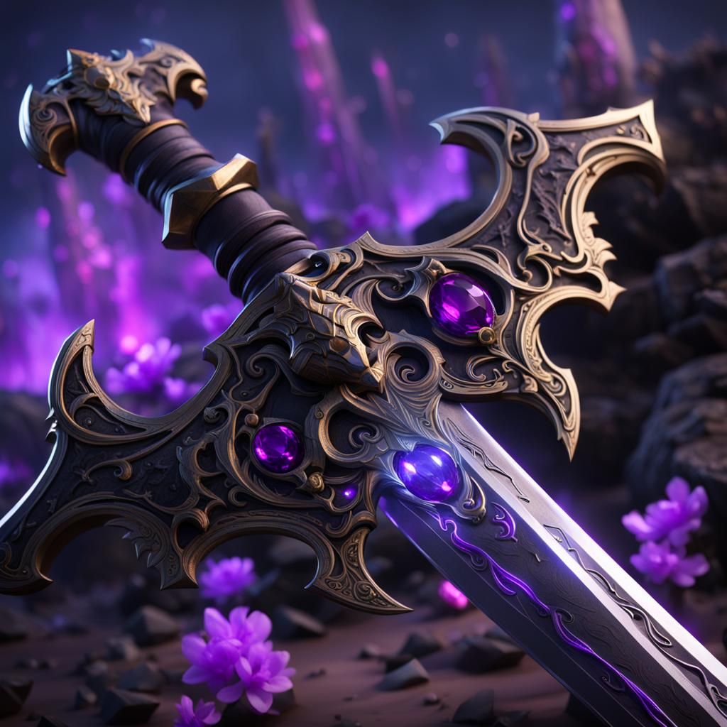 Pulsing Purple Gem Sword: Fantasy Concept Art