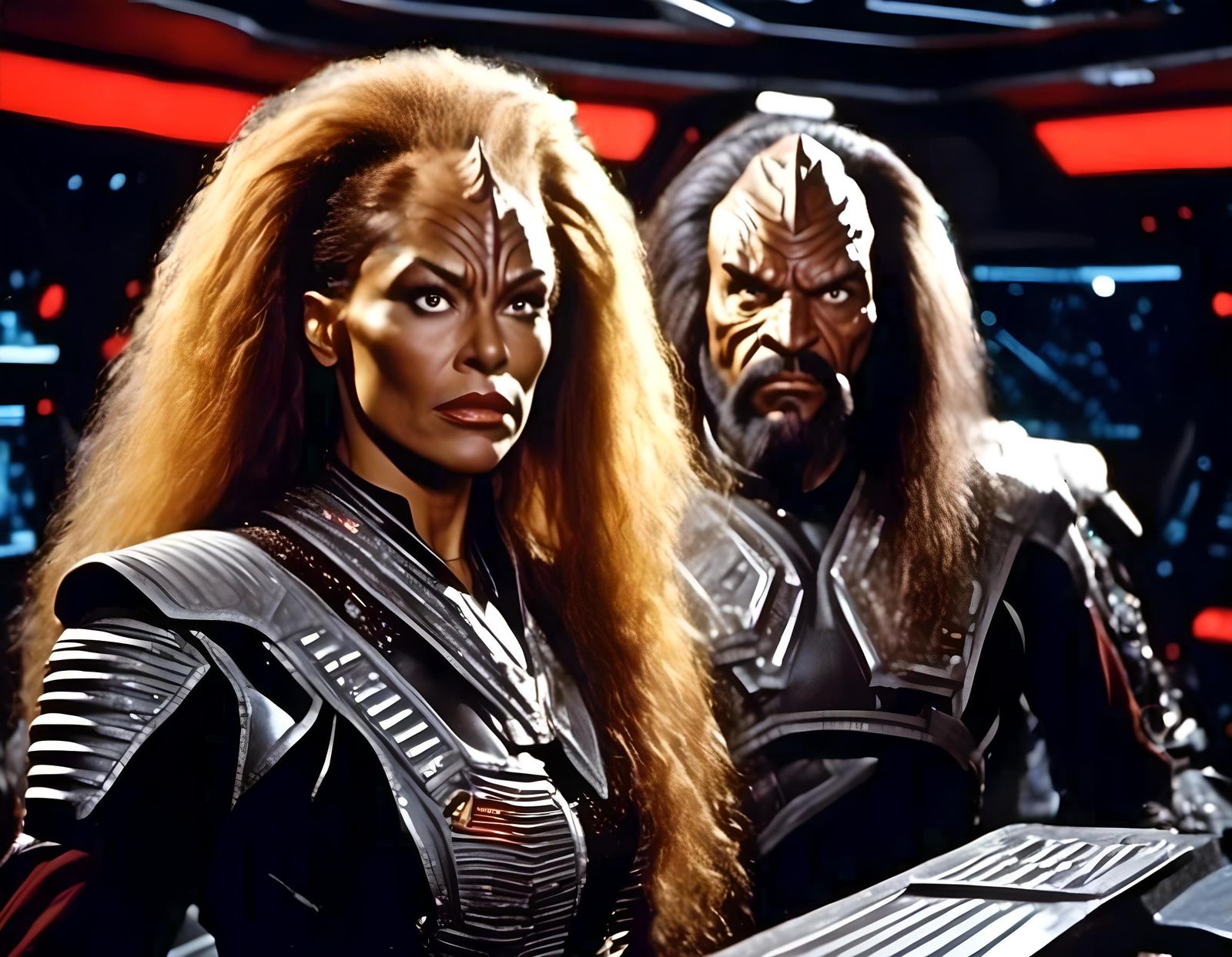 Fierce Klingon Woman Warrior on Bird of Prey