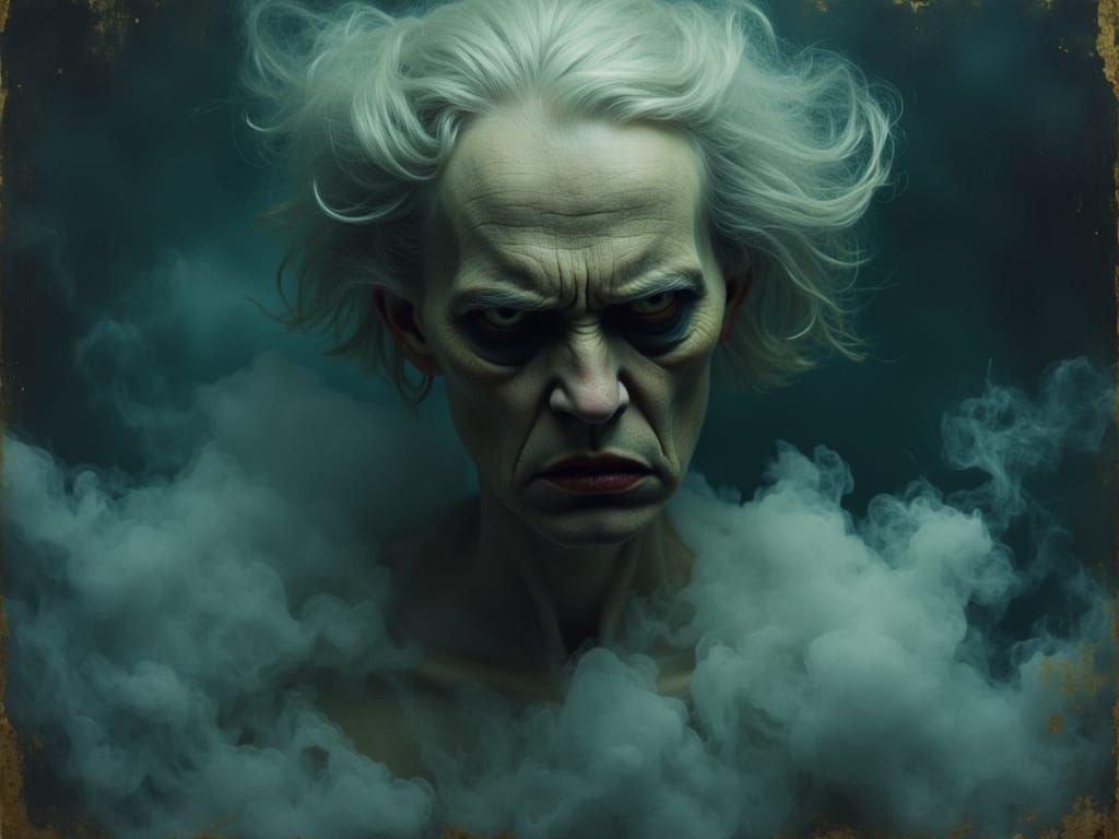 Grumpy Face Yelling from Ominous Sky