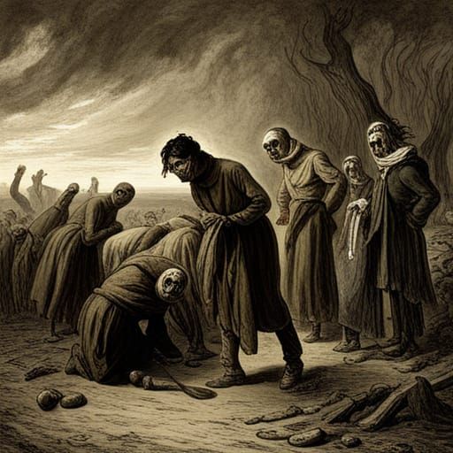 Horror Illustration of People Trapped Underground