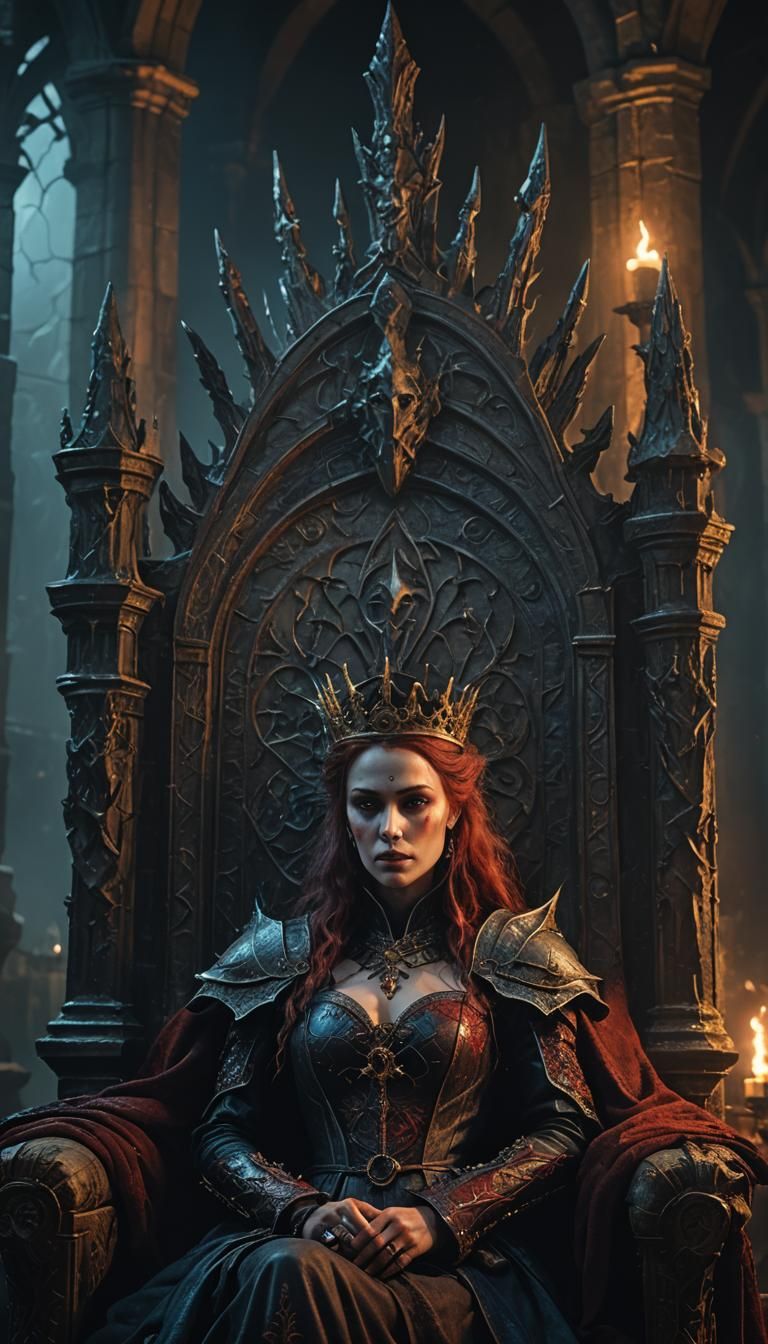 Vespera, the Blood Queen, on Gothic Throne