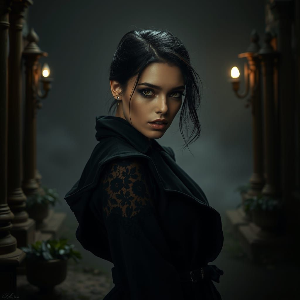 Gothic Caribbean Beauty in Noir Style