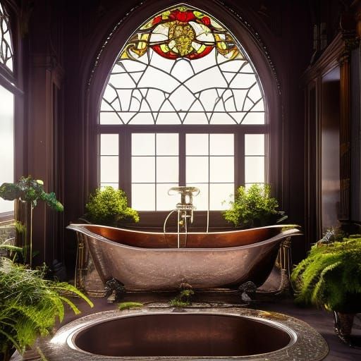 English tropical glass lion pate bathtub