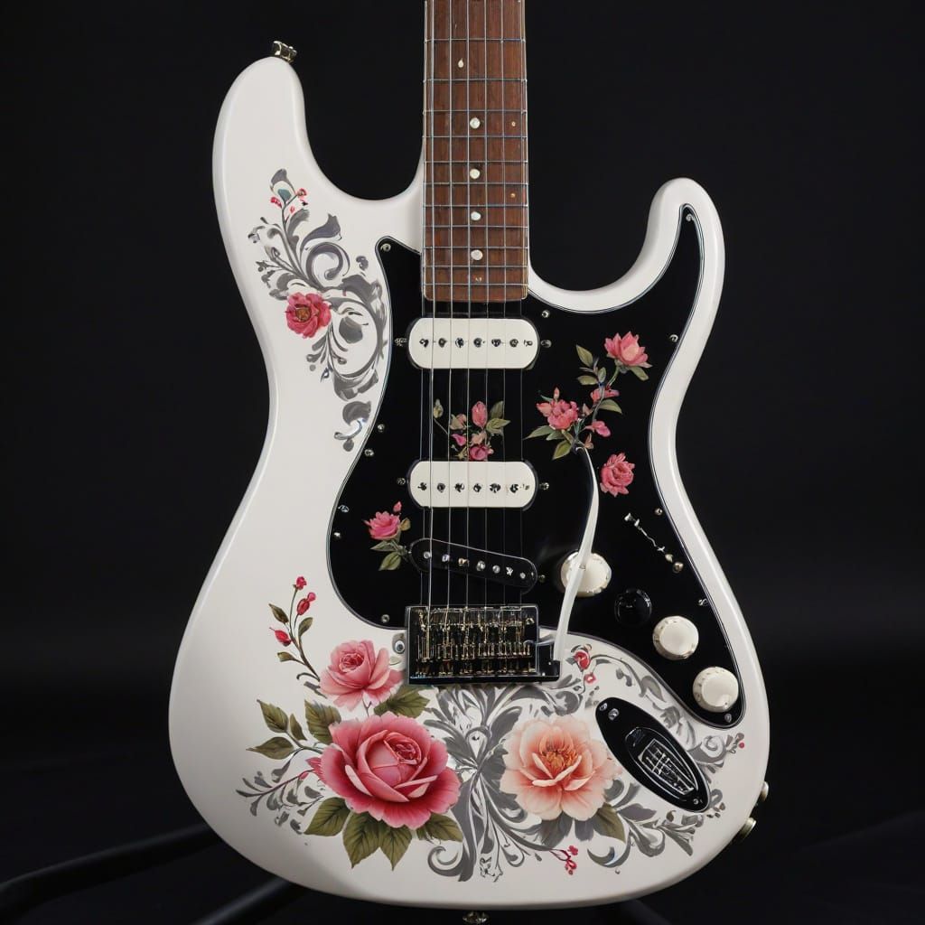 Floral Stratocaster: An Artistic Electric Guitar