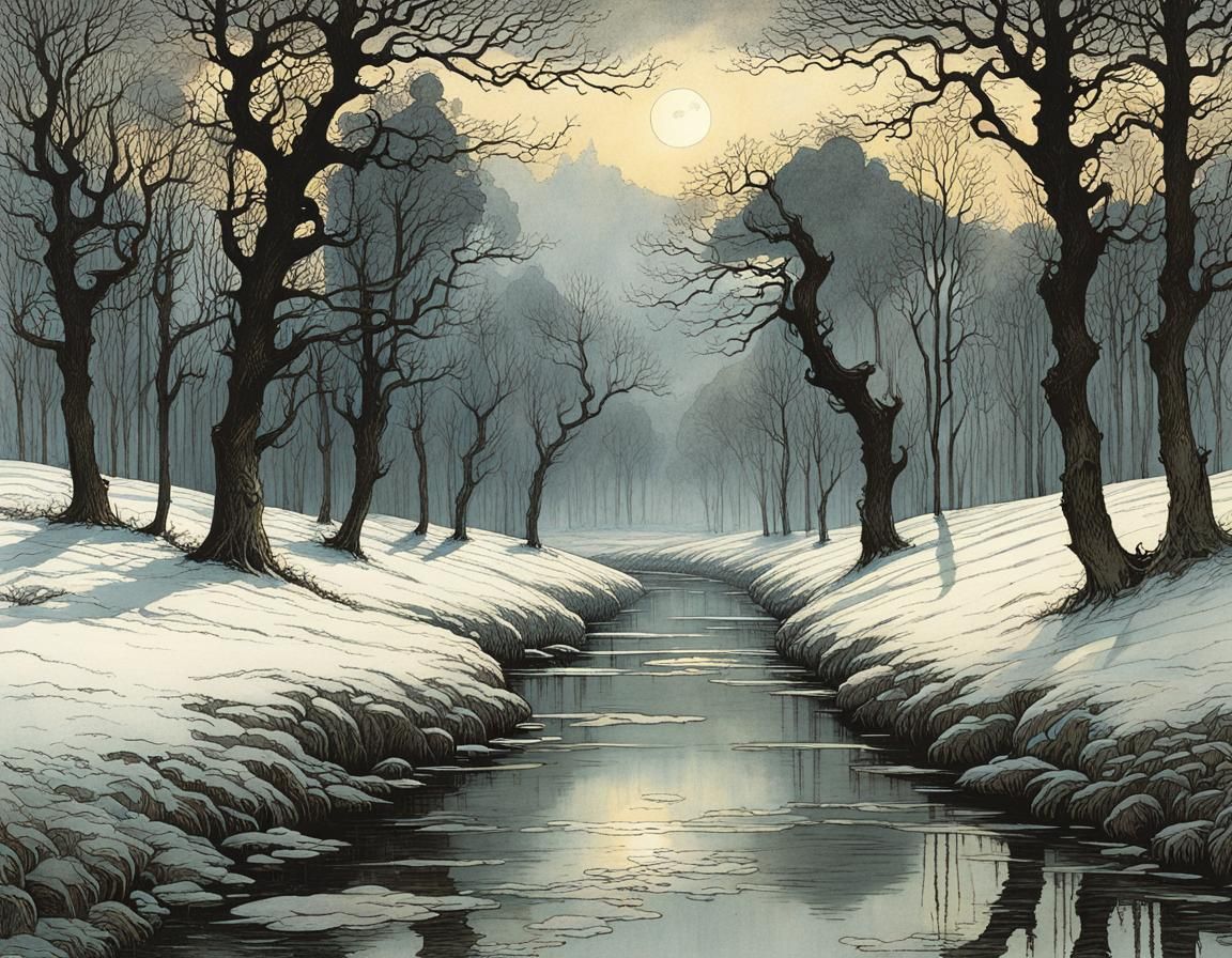 Enchanted Spring Meadow Illustration in Fantasy Art Style