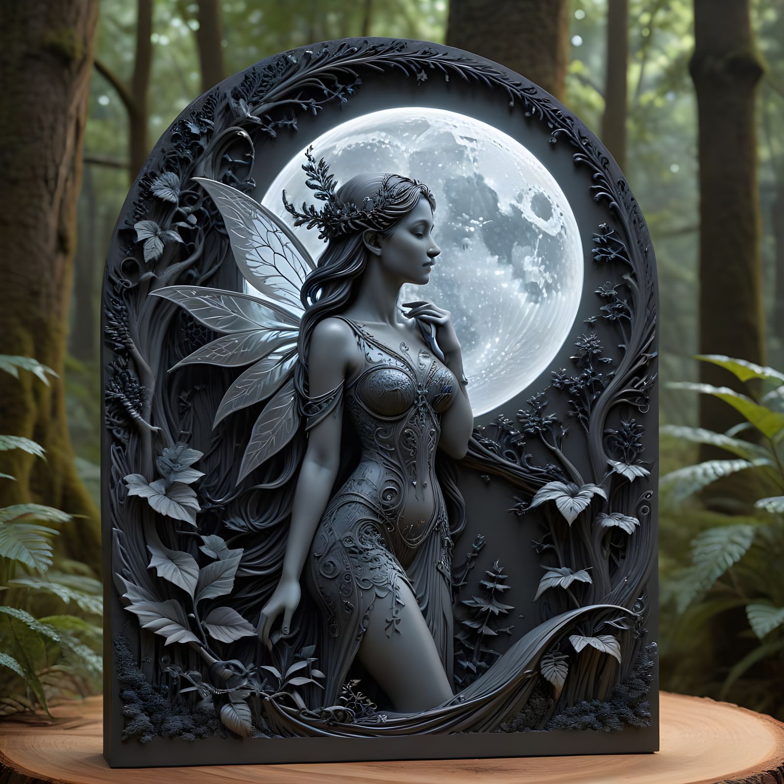 Surreal Fairy Goddess in Whimsical Forest Landscape