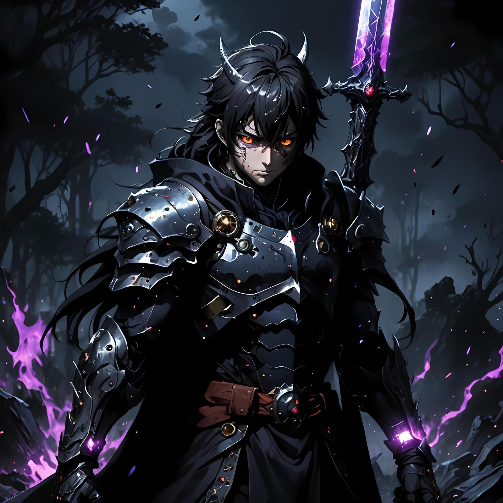 Anime Hero in Dark Fantasy Lair