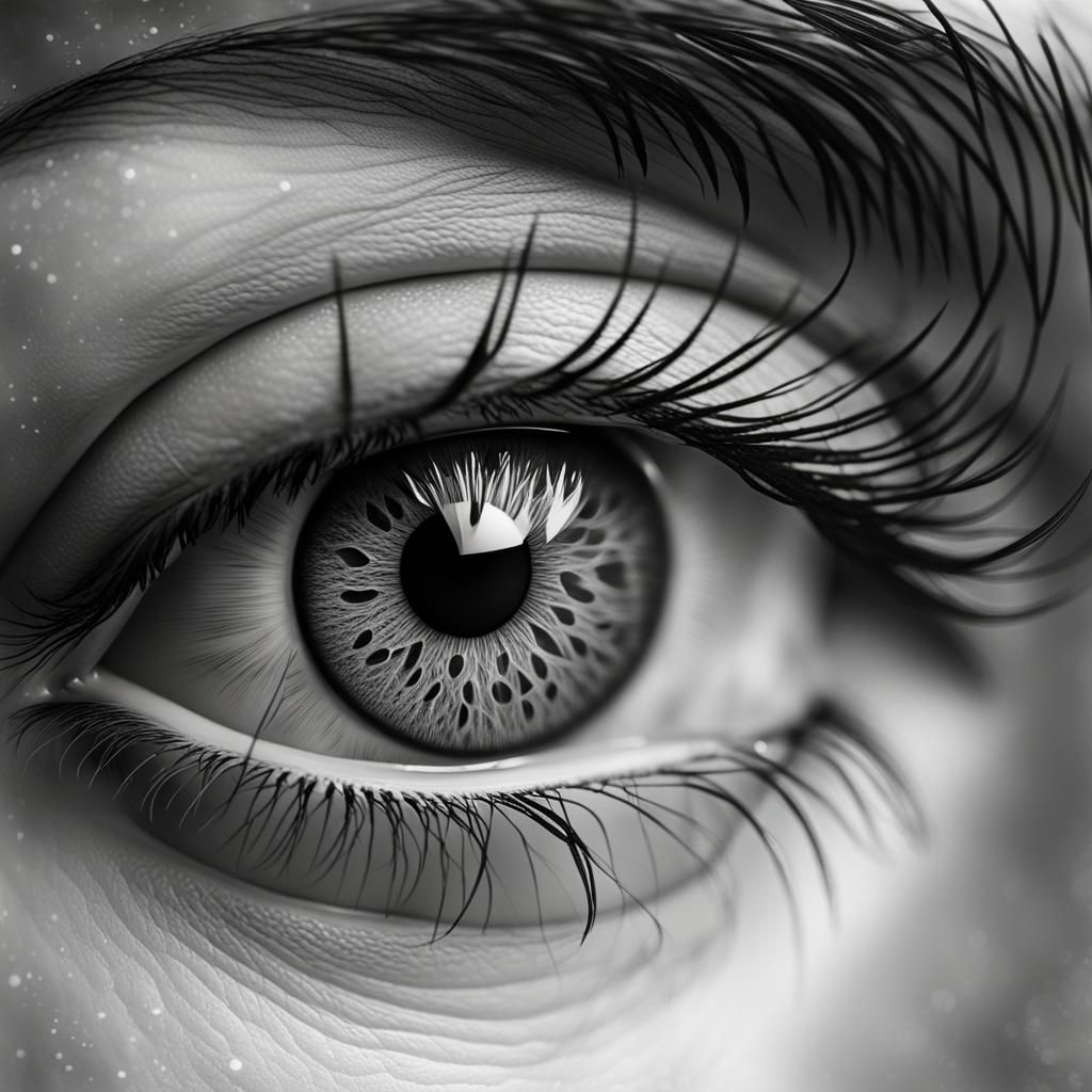 Intricate Eye Portrait in High Contrast Black and White