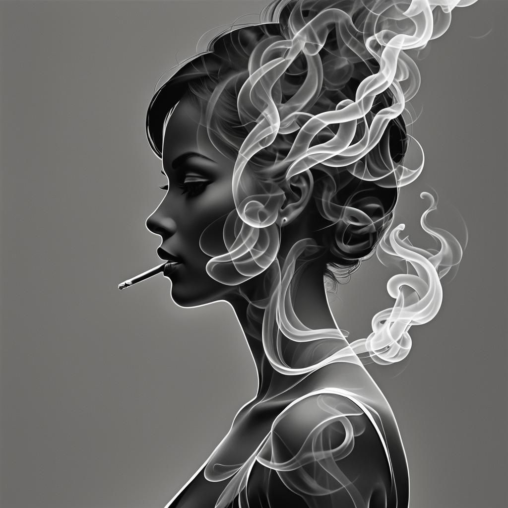 Surreal Black and White Silhouette in Minimalist Style