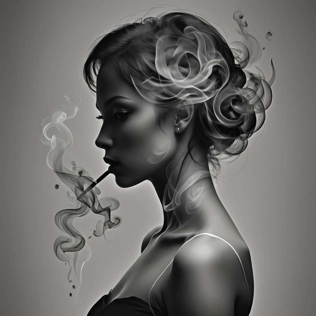 Minimalist Stylized Female Silhouette in High-Contrast Black...