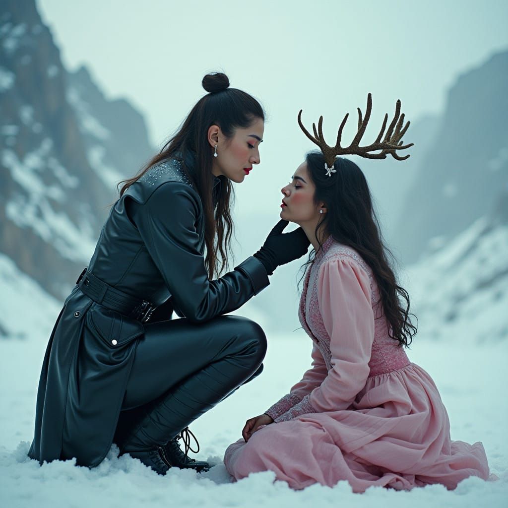 Stunning Leather Guard uniform in Dramatic Snowy Landscape