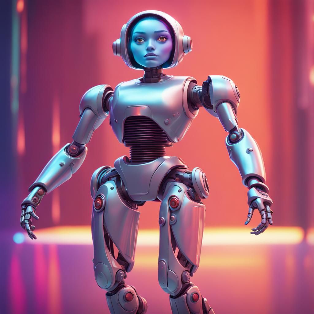 Funny Robo Woman: Pixar-Style 3D Digital Art