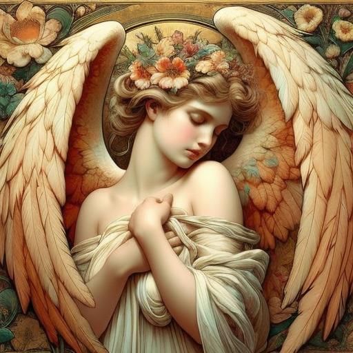 Ethereal Glass Woman with Wings