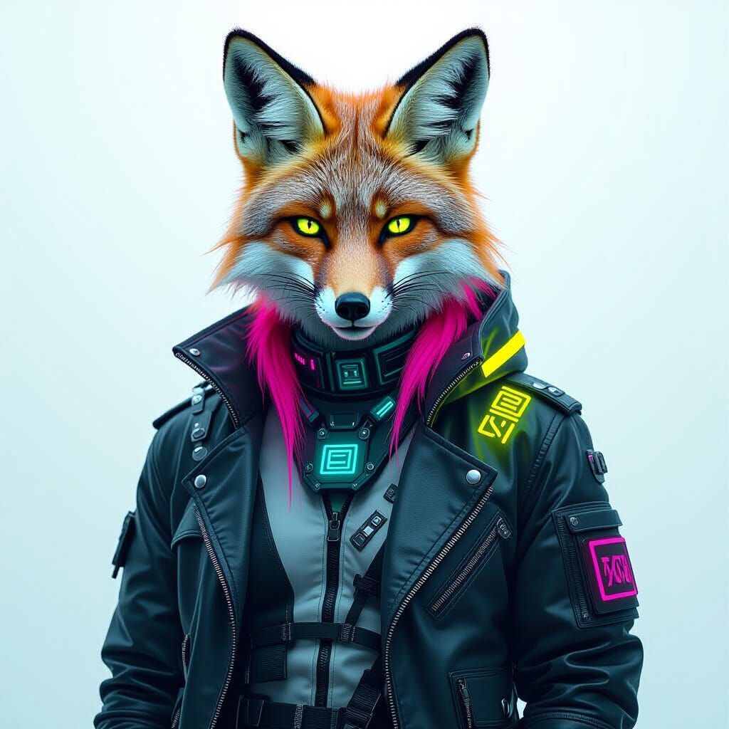 Neon Fox Hybrid in Cyberpunk Style