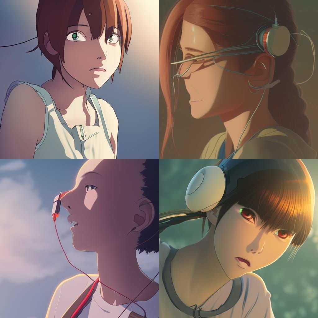 Anime Android Head in Studio Ghibli Style