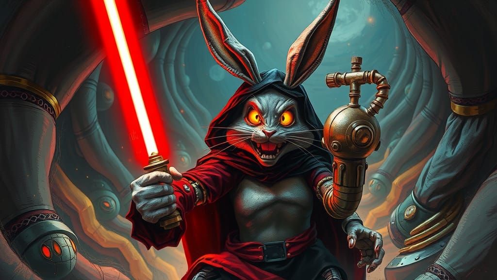 Bugs Bunny as Sith Lord in Surreal Duel