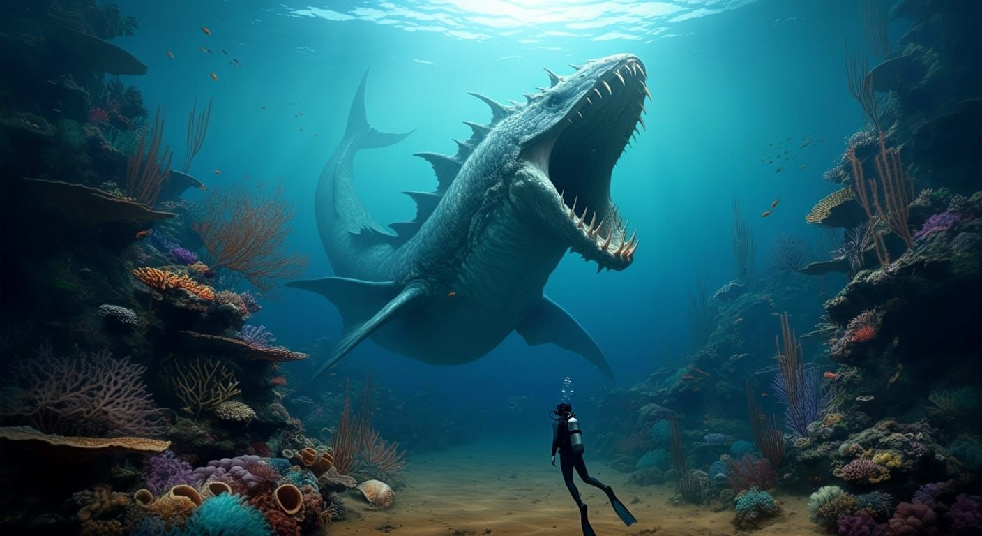 Mysterious Leviathan Rises from the Deep in Dark, High-Contr...