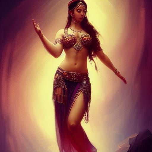 Oriental Belly Dancer Portrait in Art Nouveau Style