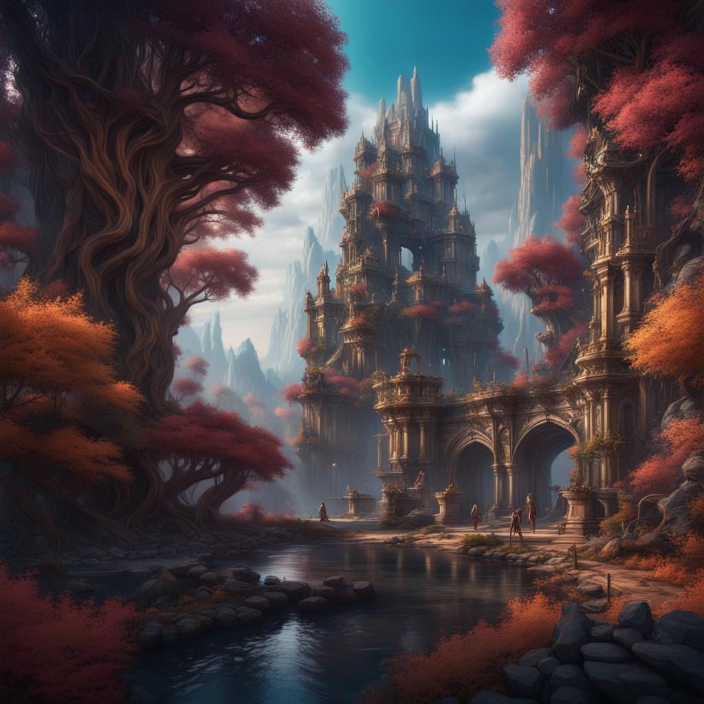 Fantastical Landscape in Detailed Matte Painting Style
