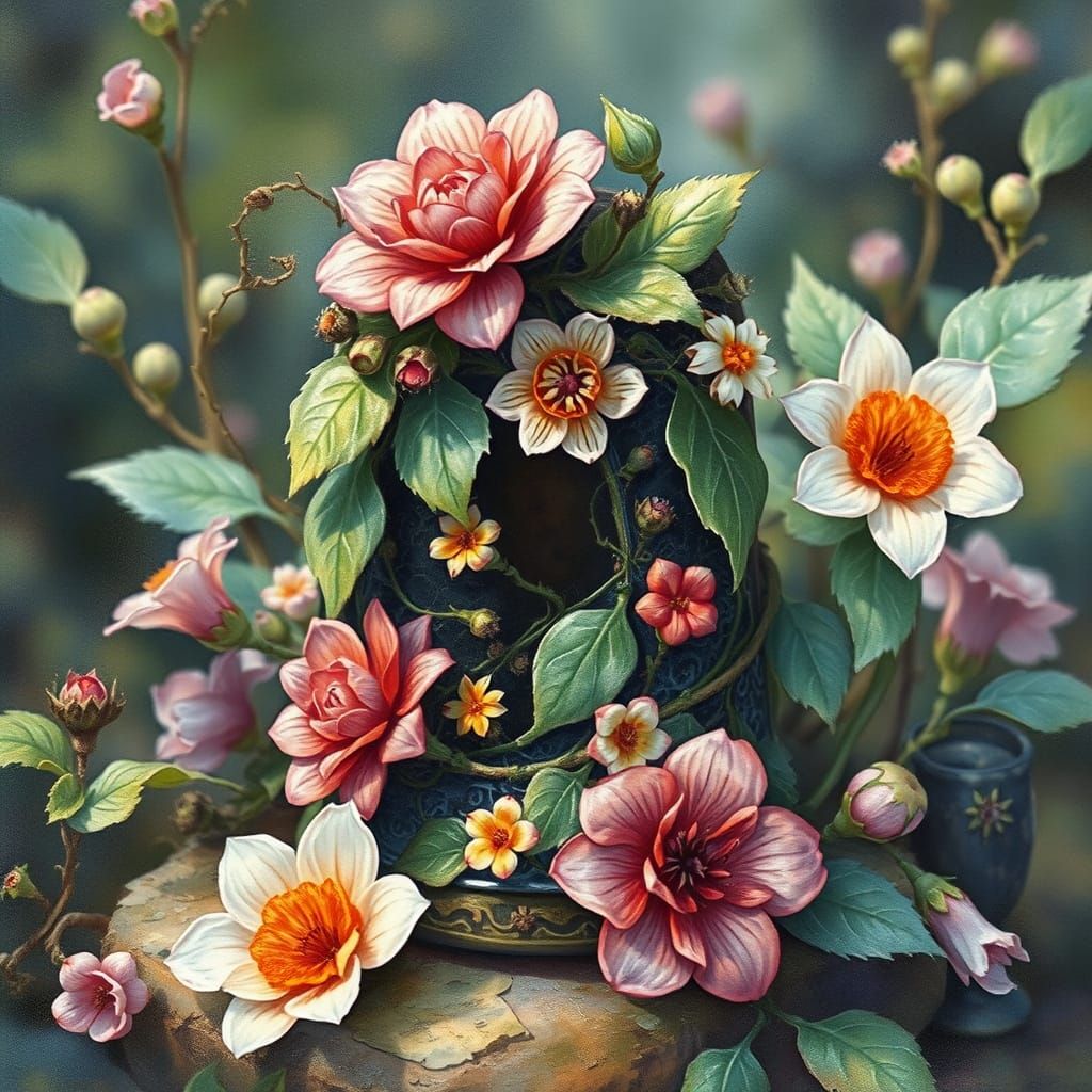 Surreal Watercolor Vines Form a Delicate Thimble