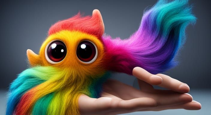 Kawaii Rainbow Hand Puppet: Detailed Matte Painting