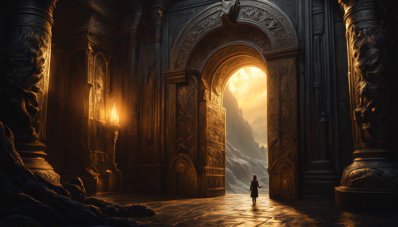 Fantasy Door Bathed in Dramatic Light
