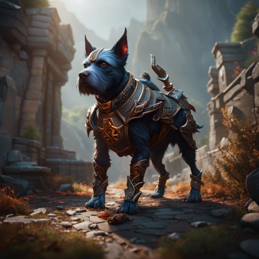 D&D Dog Steel Defender: Detailed Matte Painting