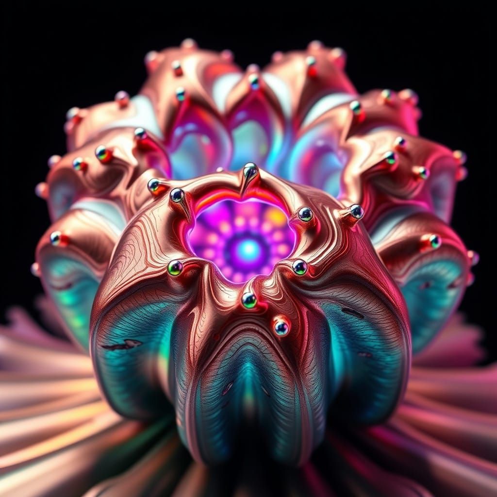 Intricate, Surreal, Iridescent Nautilus Sculpture