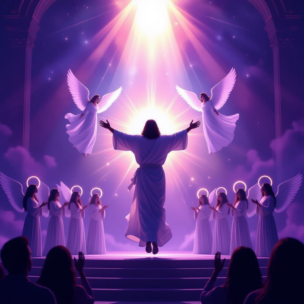 Jesus Ascends in Divine Light Digital Matte Painting