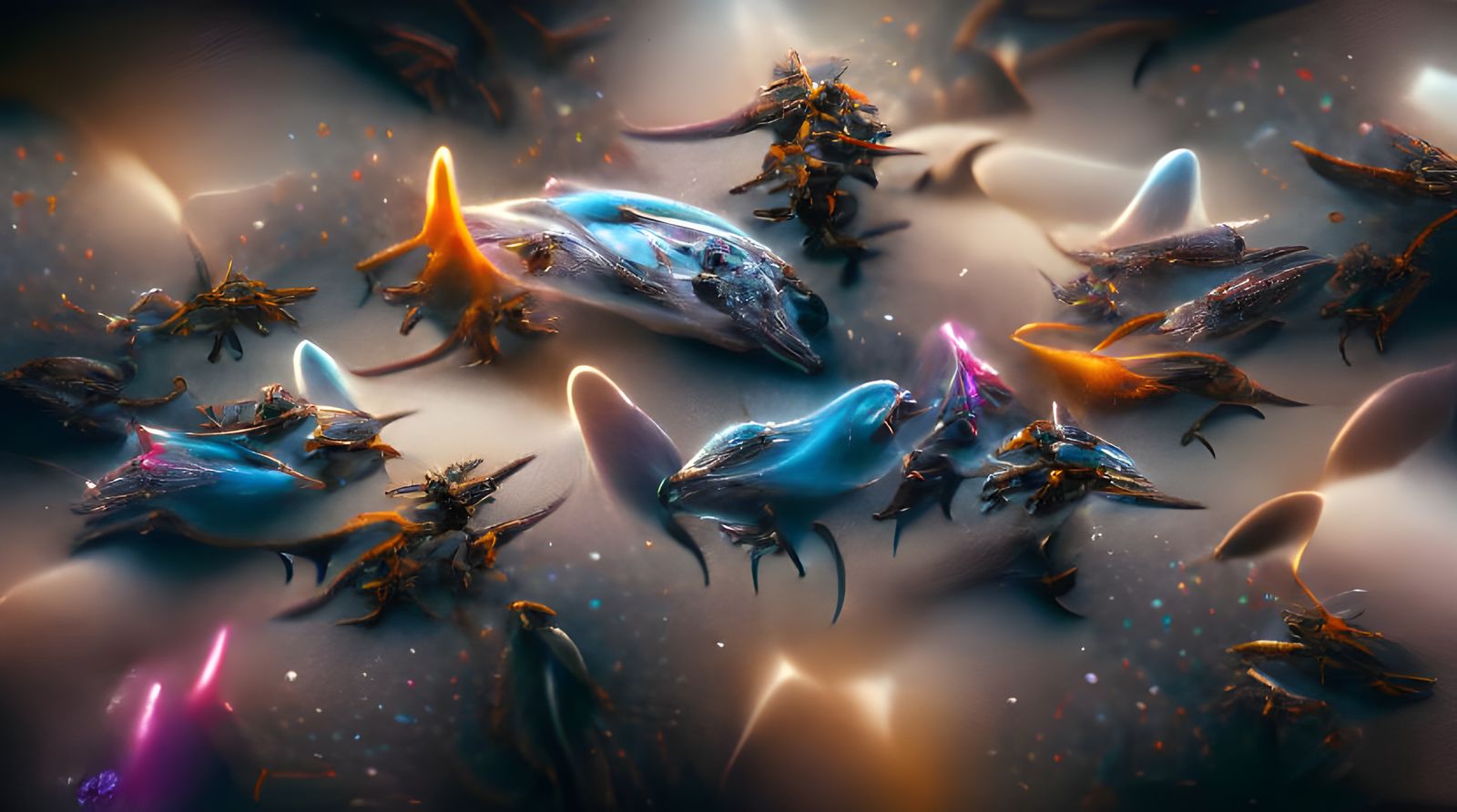 Starship Meets Space Creatures in Nebula: Unreal Engine