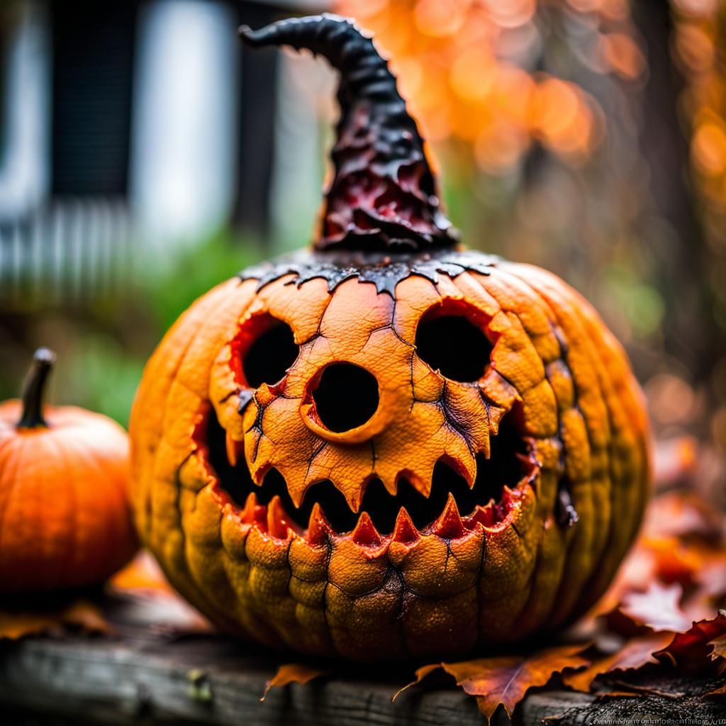 Decaying Jack-o'-Lantern in a Sinister Swamp