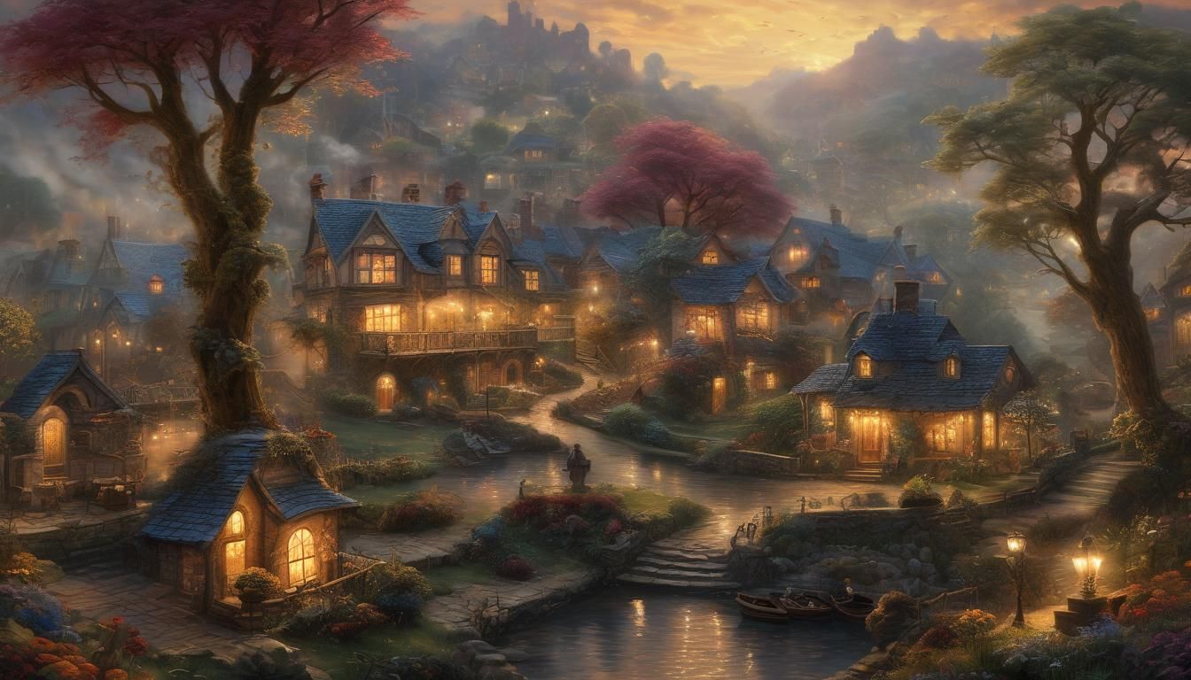 Ethereal Golden Hour Landscape in Fantasy Style