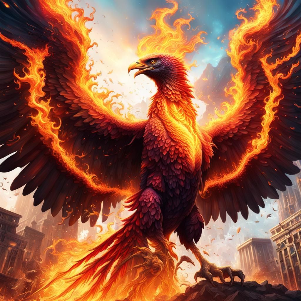 Phoenix Rising: Hyperrealistic Splash Art of Inferno