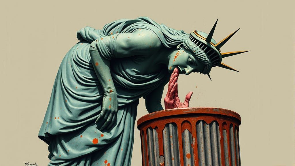 Statue of Liberty in Gritty Urban Satire