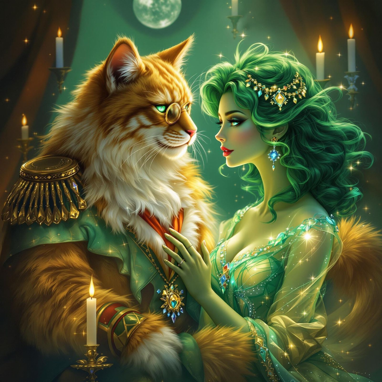 Whimsical Feline Aristocrat Enchants with His Enchantress