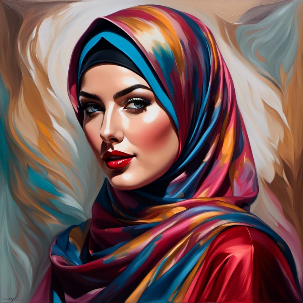 Taylor Swift as Overweight Hijabi in Oil Painting