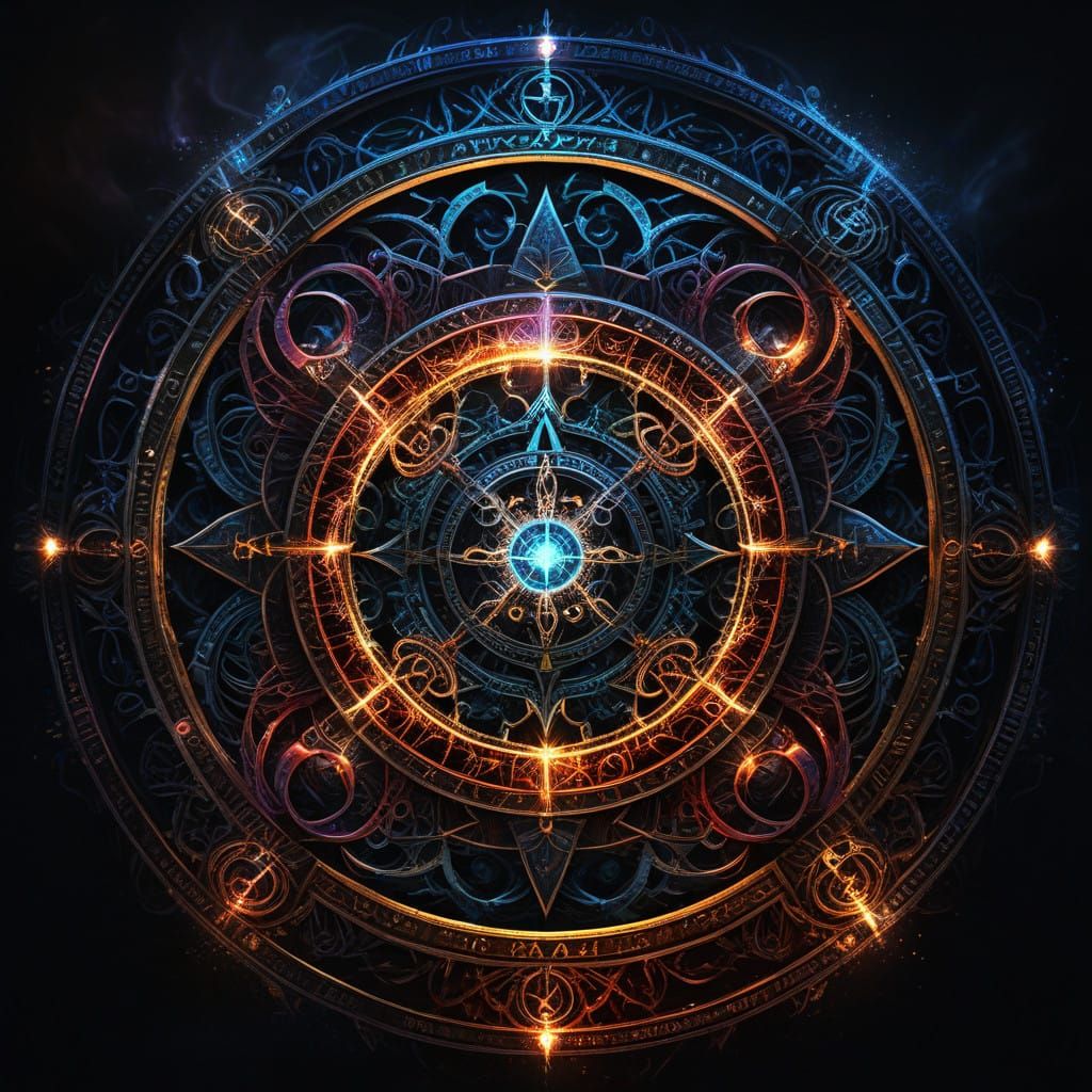 Mystical Magic Sigil on Dark Background in Intricate Detail