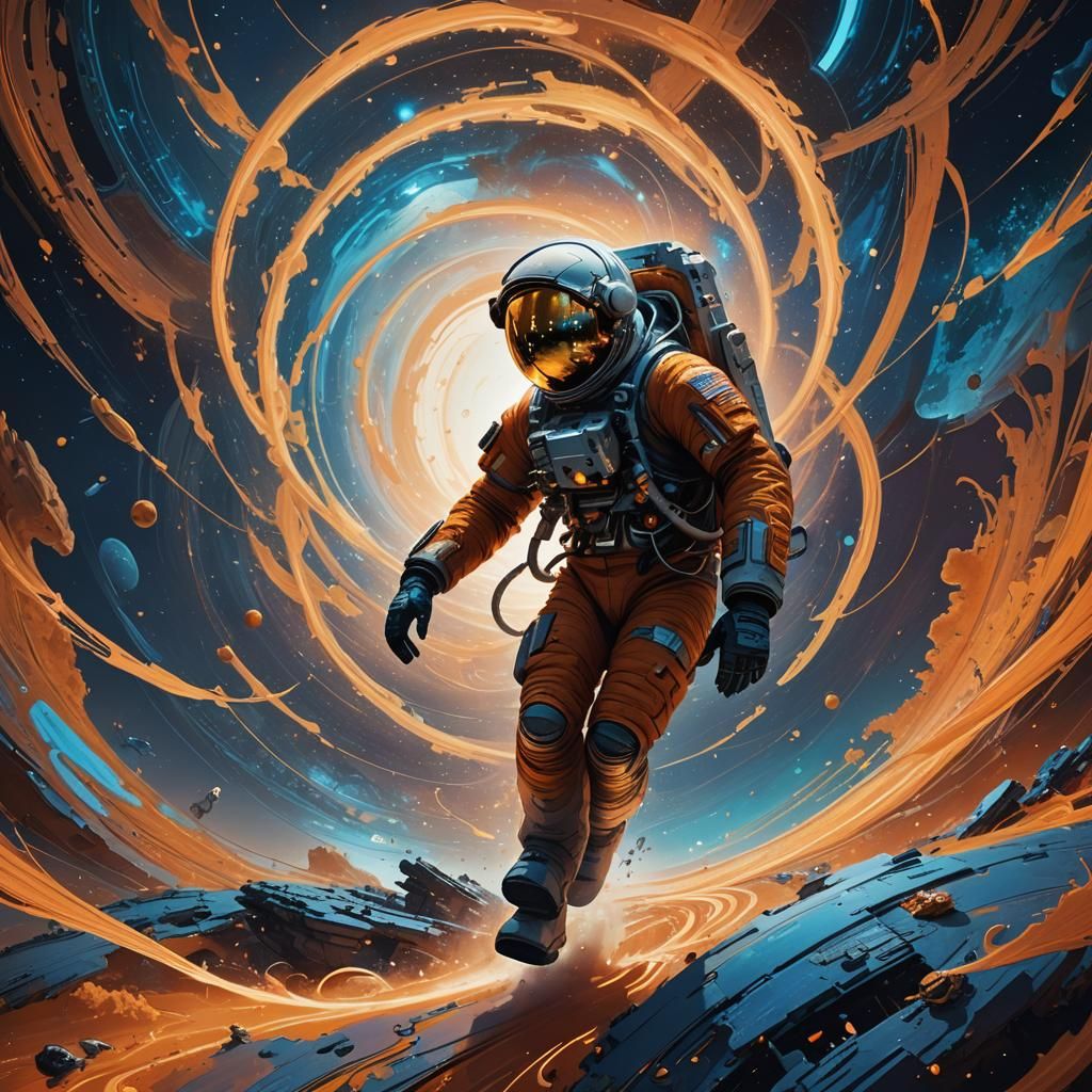 Astronaut Falls Through Dreamlike Sci-Fi Vortex