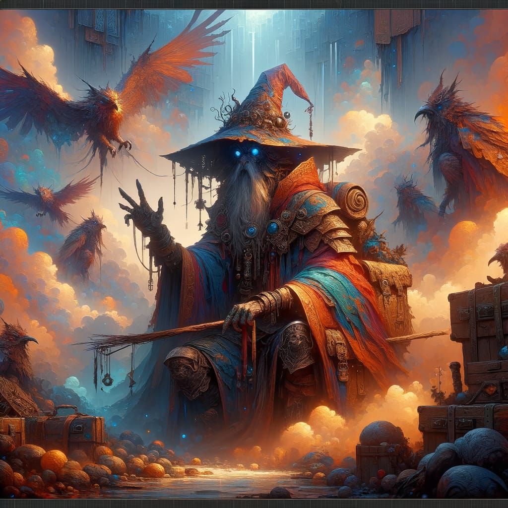 Fantastical Kenku Wizard in Epic Fantasy Realm